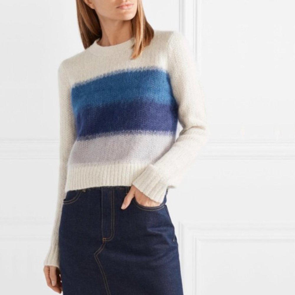 rag & bone Cream Sweater with Blue Ombre Stripes